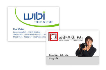 Visitenkarten mit individuellen Logos und Kontaktdaten